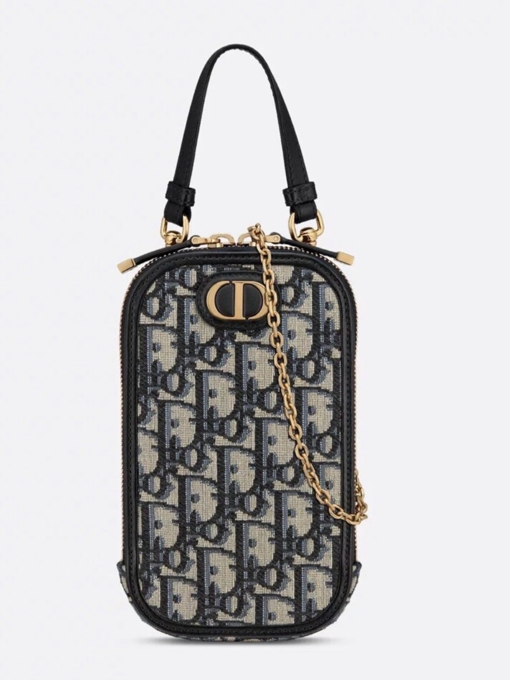 Dior Mini Bag in Black and Beige Monogram with Gold Hardware
